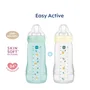 MAM - Lot de 2 biberons Easy Active pour bébés +6 mois - 330 ml - Tétine débit X - Couleurs Ice et Pearl - Biberon 2ème âge ergonomique avec col large