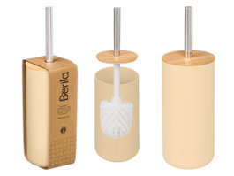 Berilo Escobillero Plastique et Bambou Beige 9x36x9 cm (Set de 12)
