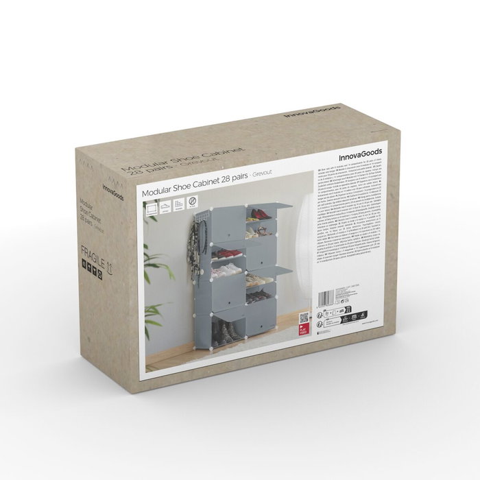 Rangement Modulaire Portable pour Chaussures InnovaGoods Gris 36 paires