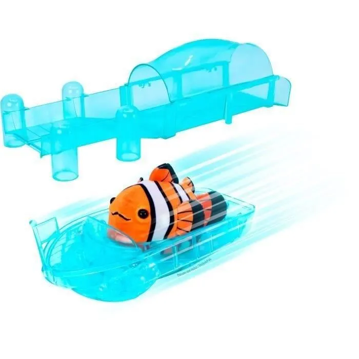 Lansay - Univers Miniature Zhu Zhu Aquarium 51002 - Bateau et Ponton pour Poisson Jouet - Véhicule Aquatique et Rampe de Lancement