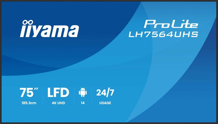 Iiyama - Écran professionnel tactile 75" UHD 4K (3840x2160) - Panneau VA DLED - Haze 25% 500 cd/m² - Compatible mode Portrait et Paysage - Android 14, WiFi, USB-C, 2x HDMI, 24/7