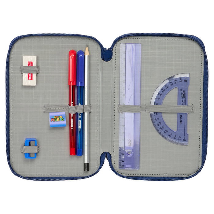 Safta Plumier triple 37 pièces Super Mario Mamma Mia 12.5x19.5x5.5 cm pour enfants à partir de 36 mois