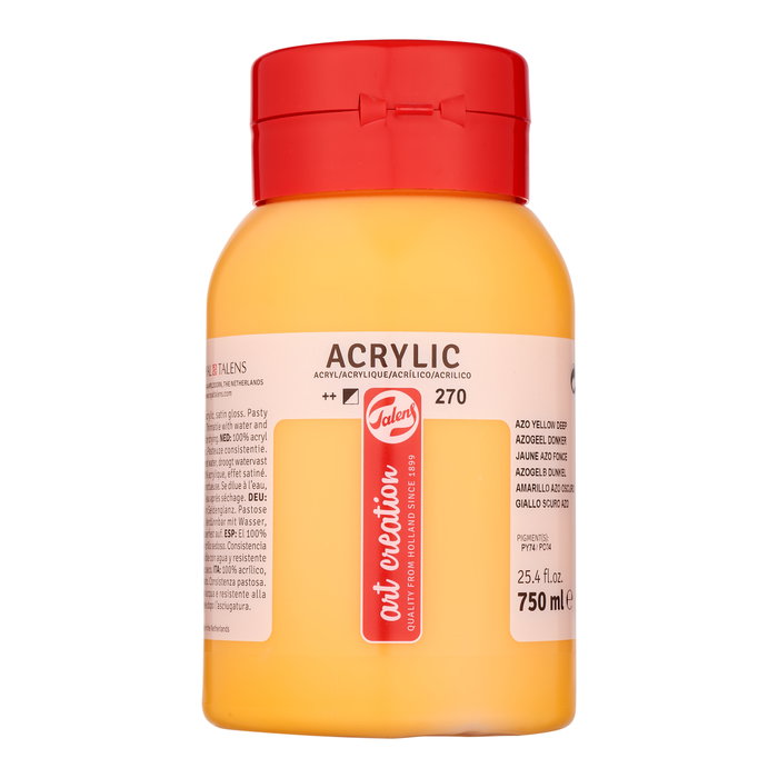 Talens Art Creation Peinture Acrylique Jaune Azo Foncé 270, 750 ml Talens Art Creation Peinture Acrylique Jaune Azo Foncé 270, 750 ml