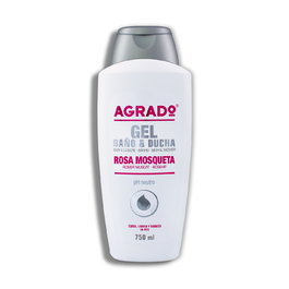 Agrado Gel Douche et Bain à l'Huile de Rose Musquée 750 ml - Nettoyant Doux et Régénérant, pH Neutre