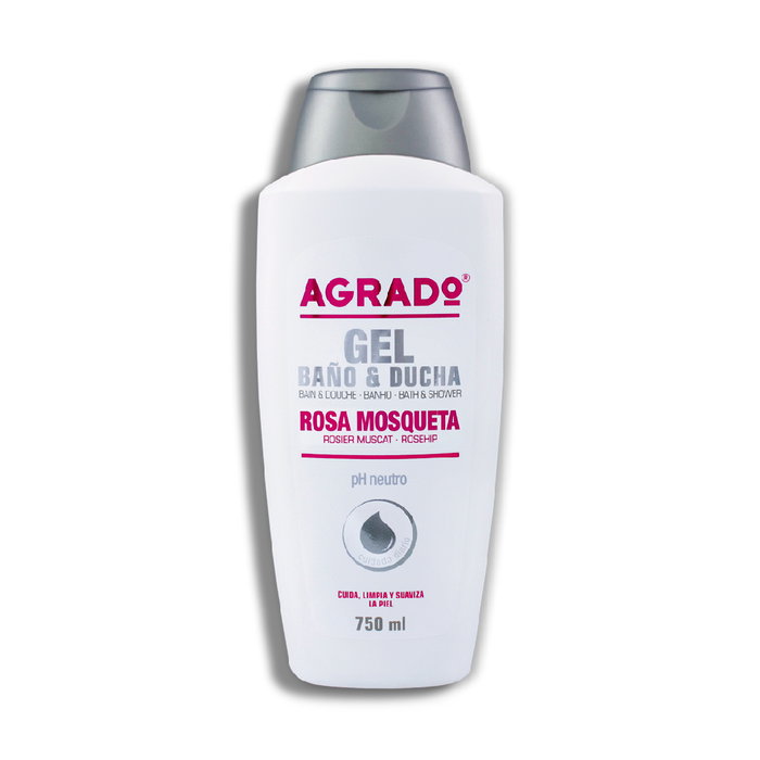 Agrado Gel Douche et Bain à l'Huile de Rose Musquée 750 ml - Nettoyant Doux et Régénérant, pH Neutre Agrado Gel Douche et Bain à l'Huile de Rose Musquée 750 ml - Nettoyant Doux et Régénérant, pH Neutre
