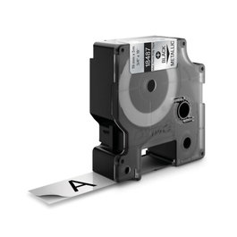 Dymo Ruban Vinyle Noir sur Argent Métallique 1,9 cm x 5,5 m