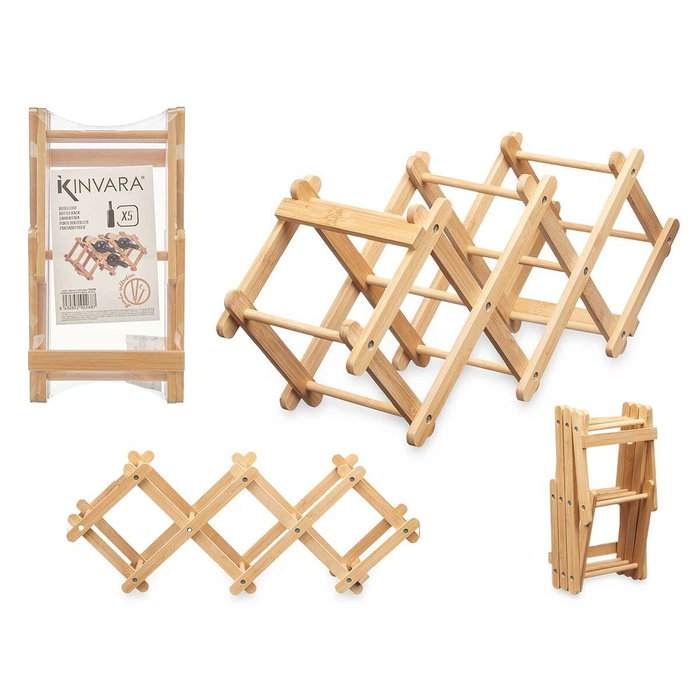 KINVARA Botellero Plegable en Bambou, Naturel