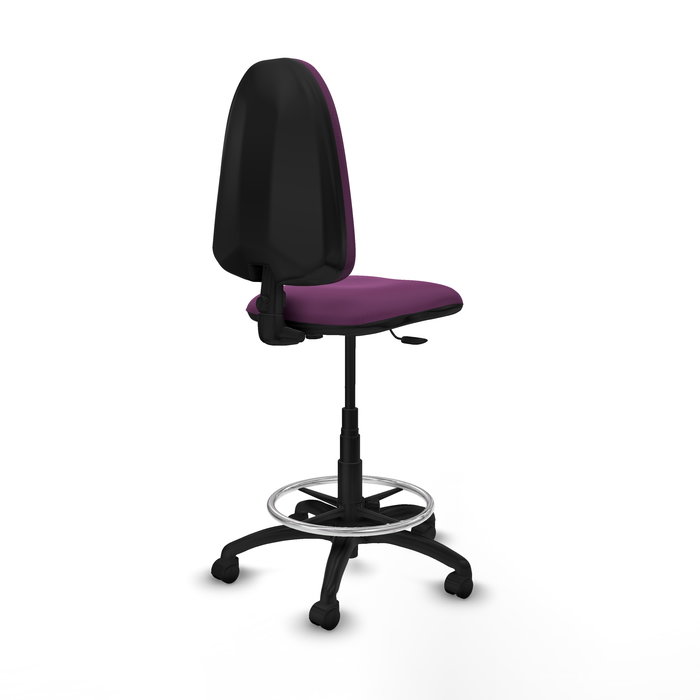 Tabouret Aýna taburete Contact permament de base Cuir écologique Pourpre Structure polyamide noire Sans accoudoirs Sans appui-tête Roulettes en nylon 50 mm