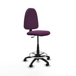 Tabouret Aýna taburete Contact permament de base Cuir écologique Pourpre Structure polyamide noire Sans accoudoirs Sans appui-tête Roulettes en nylon 50 mm