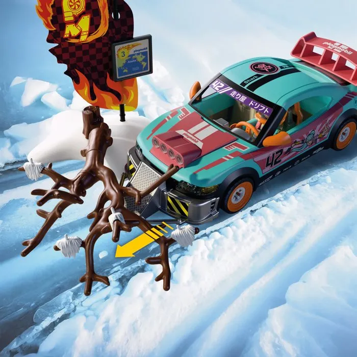 Playmobil 72062 - Voiture de Rallye, Véhicule de Course avec 68 Pièces, Jouet de Construction dès 4 Ans