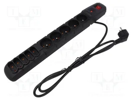 HSK DATA ACAR S10 1.5M BLACK Multiprise parafoudre 10 prises noir