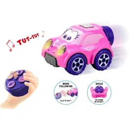 TOOKO FOLLOW ME - Voiture télécommandée rose avec technologie suis-moi et volant - Effets sonores et lumineux - Détection d'obstacles - Pour enfant à partir de 2 ans