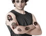Tatouages temporaires multicolores avec crânes et roses pour le Jour des Morts