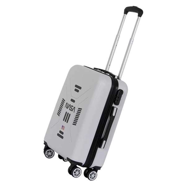Karactermania Maleta cabina nasa abs 4r Spaceship, Valise cabine rigide 4 roues, 55x38x20 cm, Matériaux ABS et Polyester, Blanc