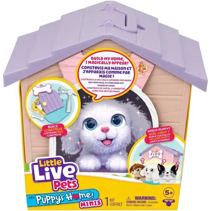 Moose Toys - Niche Surprise Little Live Pets - Chiot Aléatoire Rose - Accessoires et Autocollants Inclus - Jeu de Construction et Adoption - À Partir de 5 Ans