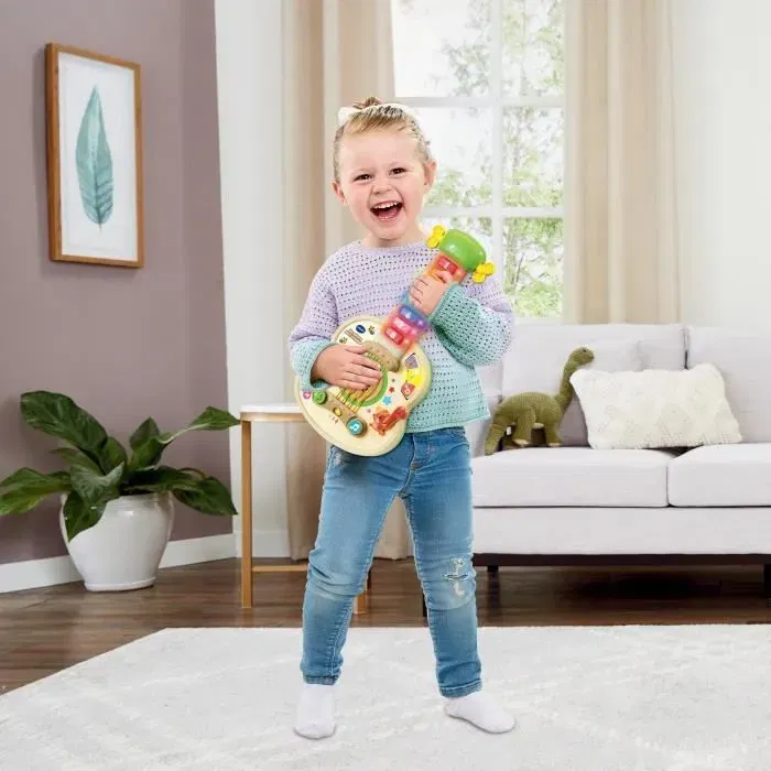 Vtech Baby - Ma Guitare Lumi Magique - Jouet musical lumineux interactif pour enfants de 18 mois à 5 ans - 8 touches et cordes interactives