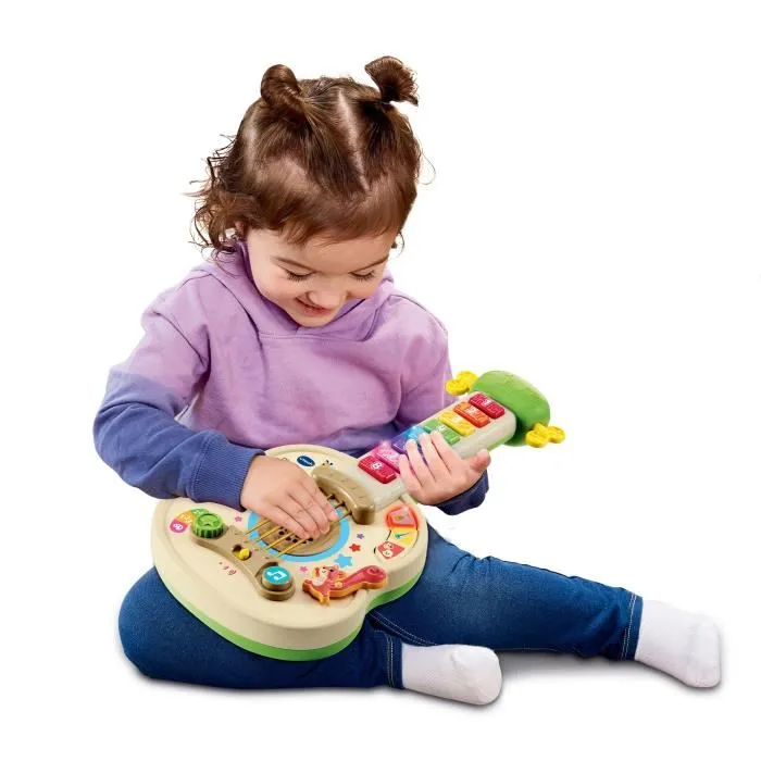 Vtech Baby - Ma Guitare Lumi Magique - Jouet musical lumineux interactif pour enfants de 18 mois à 5 ans - 8 touches et cordes interactives