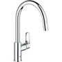 Grohe Start Flow Mitigeur de Cuisine Chromé, Bec Haut en C, Mousseur Extractible, Rotation 360°, Limiteur de Débit