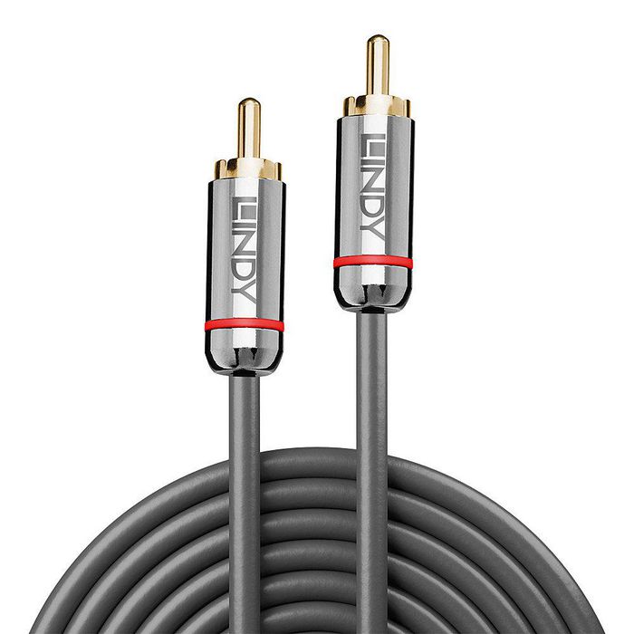 Lindy Câble Audio numérique RCA Cromo Line 1m - Câble Hi-Fi souple avec connecteurs plaqués or pour TV, PC, amplificateur