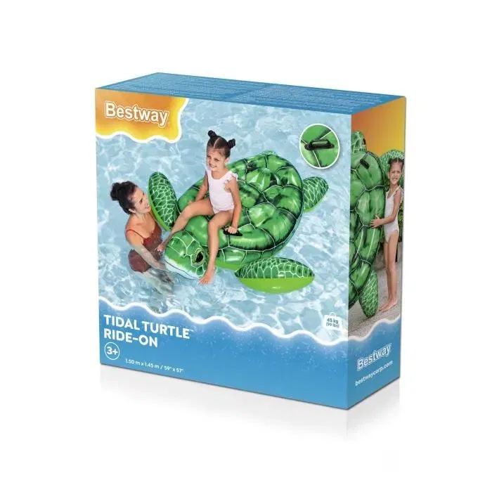 Bestway Bouée à chevaucher Tortue Tidal Turtle - Bouée géante pour enfant à partir de 3 ans - PVC - 153 x 140 x 38 cm