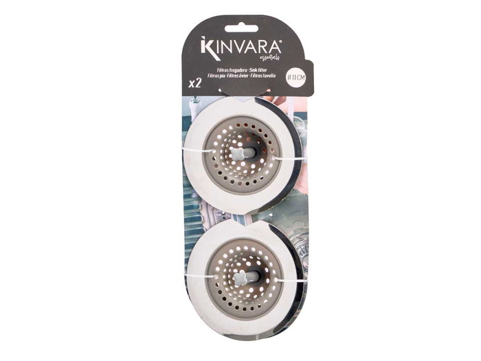 Kinvara Lot de 2 Filtres pour Évier 2 Couleurs Gris et Noir 12x30x3 cm Plastique Silicone Acier Inoxydable SS202 (Set de 12)