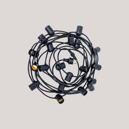 New Garden Allegra Guirlande Lumineuse 220V avec 20 Douilles E27, Noir