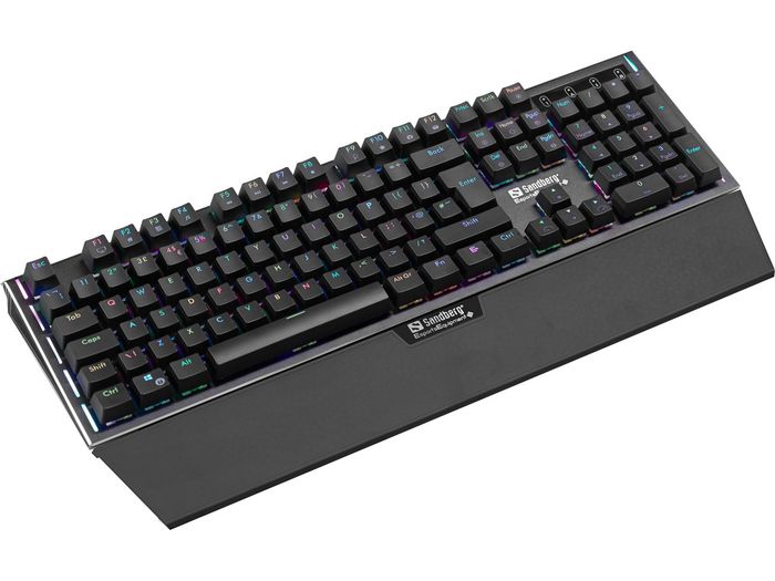 Sandberg FireStorm Clavier mécanique gaming RGB avec 104 touches rétroéclairées et plaque métallique Sandberg FireStorm Clavier mécanique gaming RGB avec 104 touches rétroéclairées et plaque métallique