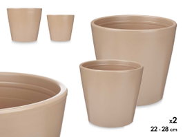 Ibergarden Set de 2 pots en céramique coniques 22 et 28 cm beige Ibergarden