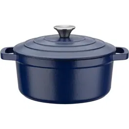 GSW Marmite Ronde en Fonte Massive BLUE MAGIC - 24 cm (3.8 L) - Compatible Induction, Four et Plaques de Cuisson - Bleu