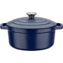 GSW Marmite Ronde en Fonte Massive BLUE MAGIC - 24 cm (3.8 L) - Compatible Induction, Four et Plaques de Cuisson - Bleu