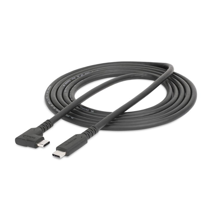 Startechcom RUSB315CC2MBR Câble USB-C coudé à droite 2 m - USB 3.2, 5 Gbps, DisplayPort 4K 60Hz, Power Delivery 100W