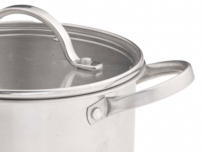 KINVARA Set de 3 casseroles en acier avec couvercles en verre de 16, 18 et 20 cm