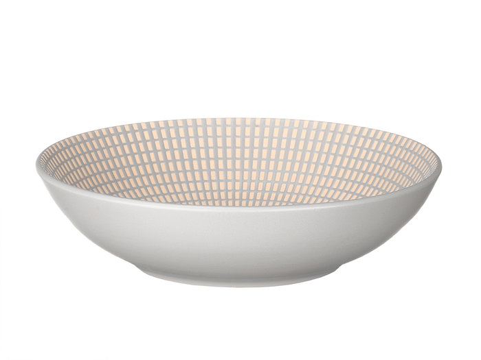 Vessia Assiette Creuse 20.5 cm Gris Céramique Motif Gravé (Set de 24)
