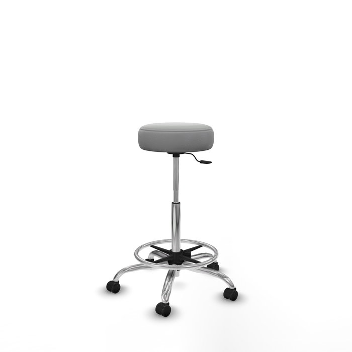 Tabouret Tolosa Pivotant Cuir écologique Non applicable Maille Gris clair Structure chromée Sans accoudoirs Sans appui-tête Roulettes pour moquette