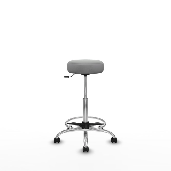 Tabouret Tolosa Pivotant Cuir écologique Non applicable Maille Gris clair Structure chromée Sans accoudoirs Sans appui-tête Roulettes pour moquette