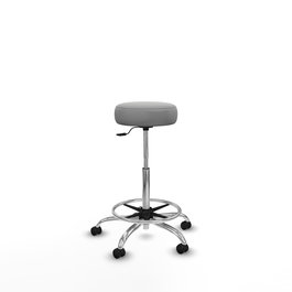 Tabouret Tolosa Pivotant Cuir écologique Non applicable Maille Gris clair Structure chromée Sans accoudoirs Sans appui-tête Roulettes pour moquette