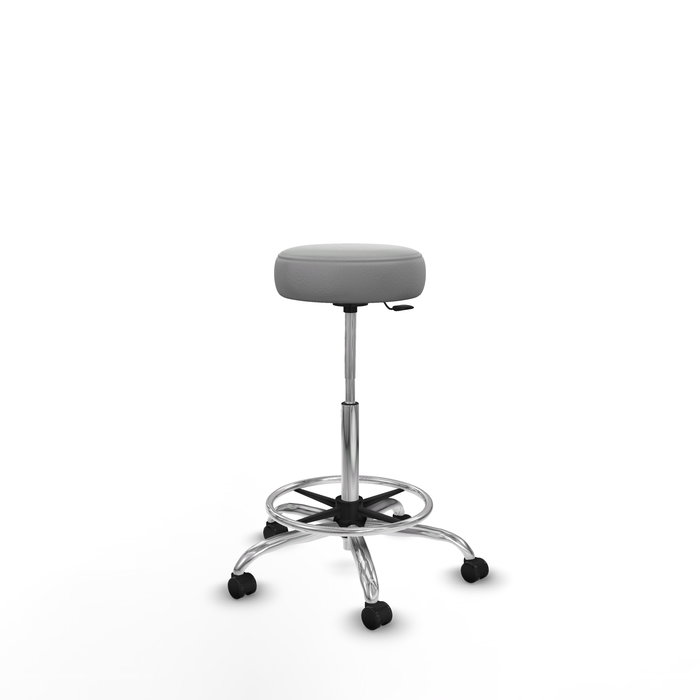Tabouret Tolosa Pivotant Cuir écologique Non applicable Maille Gris clair Structure chromée Sans accoudoirs Sans appui-tête Roulettes pour moquette