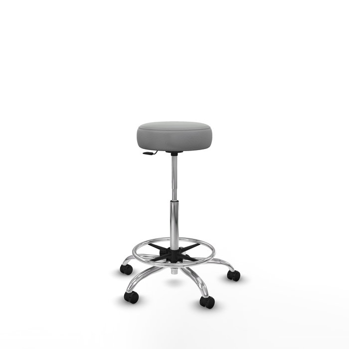 Tabouret Tolosa Pivotant Cuir écologique Non applicable Maille Gris clair Structure chromée Sans accoudoirs Sans appui-tête Roulettes pour moquette