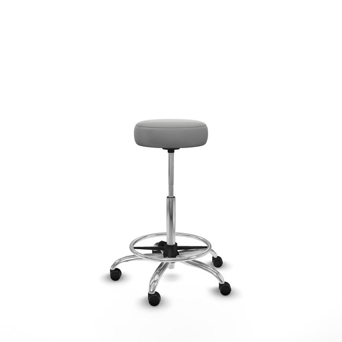 Tabouret Tolosa Pivotant Cuir écologique Non applicable Maille Gris clair Structure chromée Sans accoudoirs Sans appui-tête Roulettes pour moquette