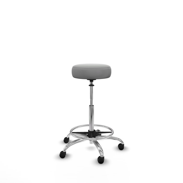 Tabouret Tolosa Pivotant Cuir écologique Non applicable Maille Gris clair Structure chromée Sans accoudoirs Sans appui-tête Roulettes pour moquette