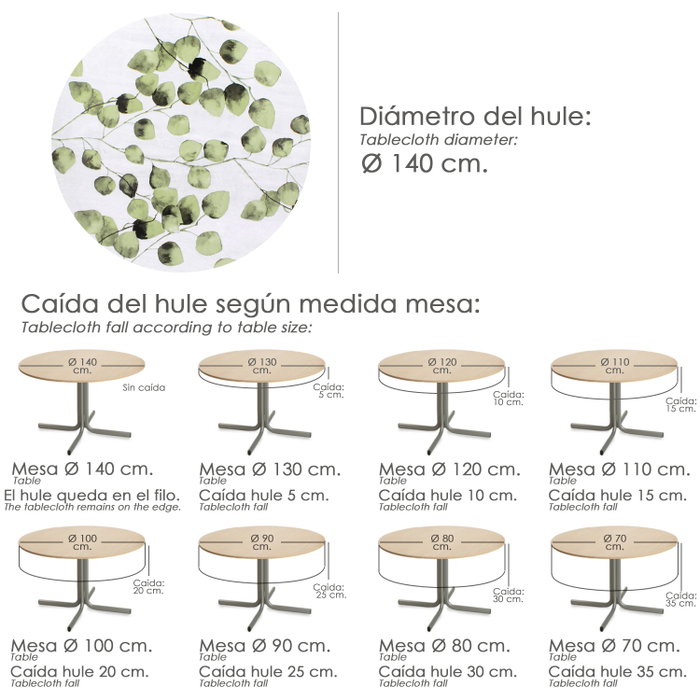 ORYX Nappe Ronde Ø140 cm Feuilles Vertes ORYX Nappe Ronde Ø140 cm Feuilles Vertes
