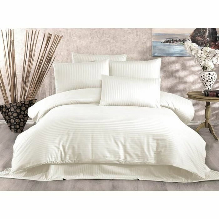 Parure de lit de couleur crème - 1 housse de couette 220 x 240 cm + 2 taies d'oreiller 60 x 60 cm Parure de lit de couleur crème - 1 housse de couette 220 x 240 cm + 2 taies d'oreiller 60 x 60 cm
