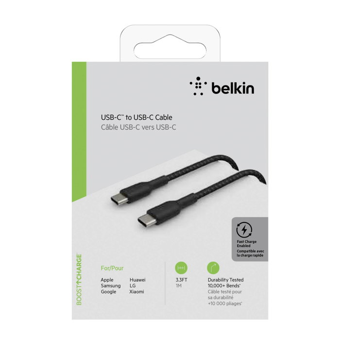 Belkin Boost Charge Câble USB-C vers USB-C 1m Noir Tressé Belkin Boost Charge Câble USB-C vers USB-C 1m Noir Tressé