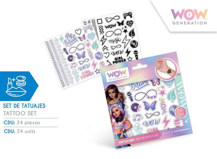 Kids Euroswan Set de tatouages Wow Generation avec plus de 50 motifs