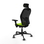 Piqueras Y Crespo Chaise de bureau Jorquera, Pistacho/Noir, Mécanisme Sincro/Traslack, Accoudoirs 3D