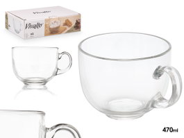 VIVALTO Bol de petit-déjeuner jumbo en verre transparent 470ml