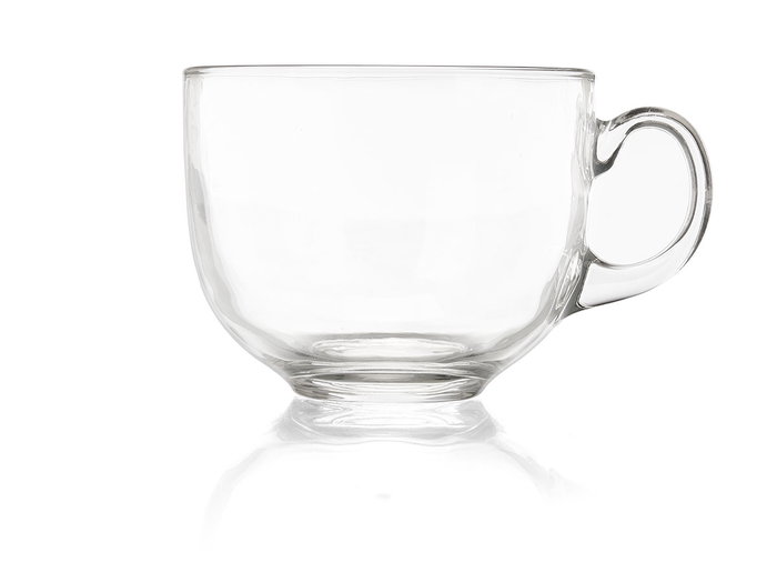Vivalto Bol Petit Déjeuner en Verre avec Anse Jumbo 470 ml 13x8x10 cm Transparent (Set de 48)