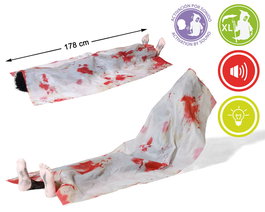 Figura Cadáver con Sábana Ensangrentada 178 cm Con Luz Y Sonido - Figure de cadavre sanglante avec linceul et effets sonores et lumineux