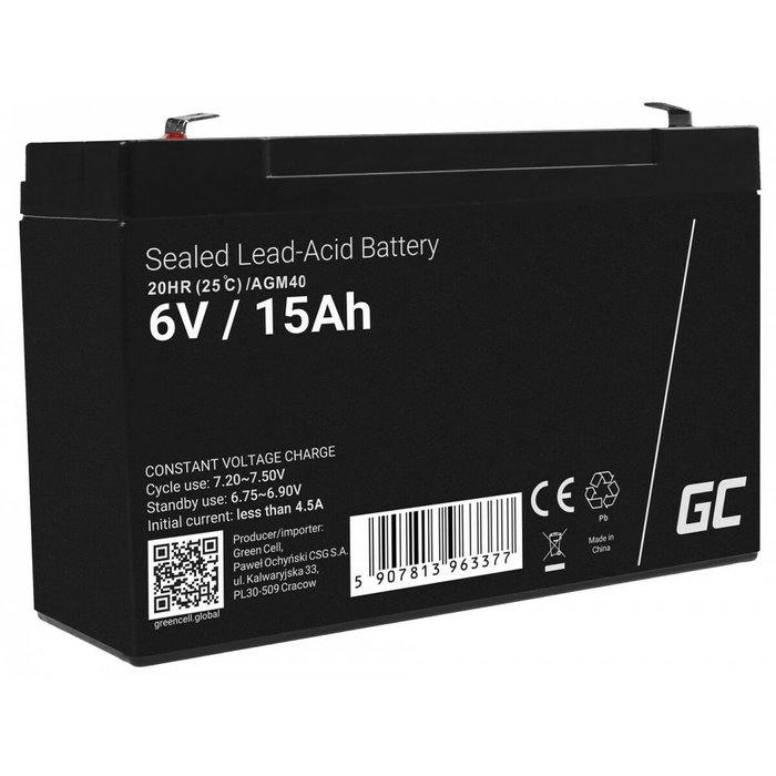 Batterie pour Système d'Alimentation Sans Interruption Green Cell AGM40 14000 mAh 6 V Batterie pour Système d'Alimentation Sans Interruption Green Cell AGM40 14000 mAh 6 V