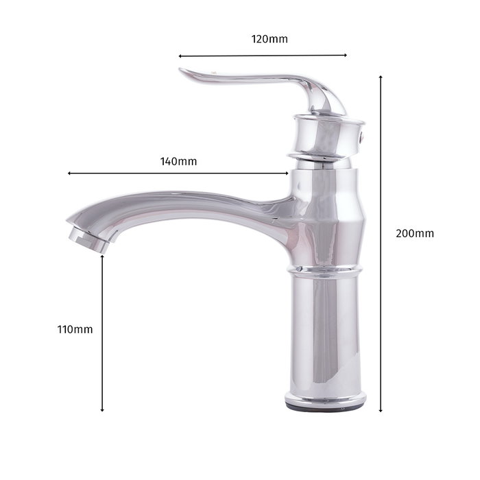 Robinet de lavabo classique à levier unique, laiton/zinc chromé, eau chaude-froide